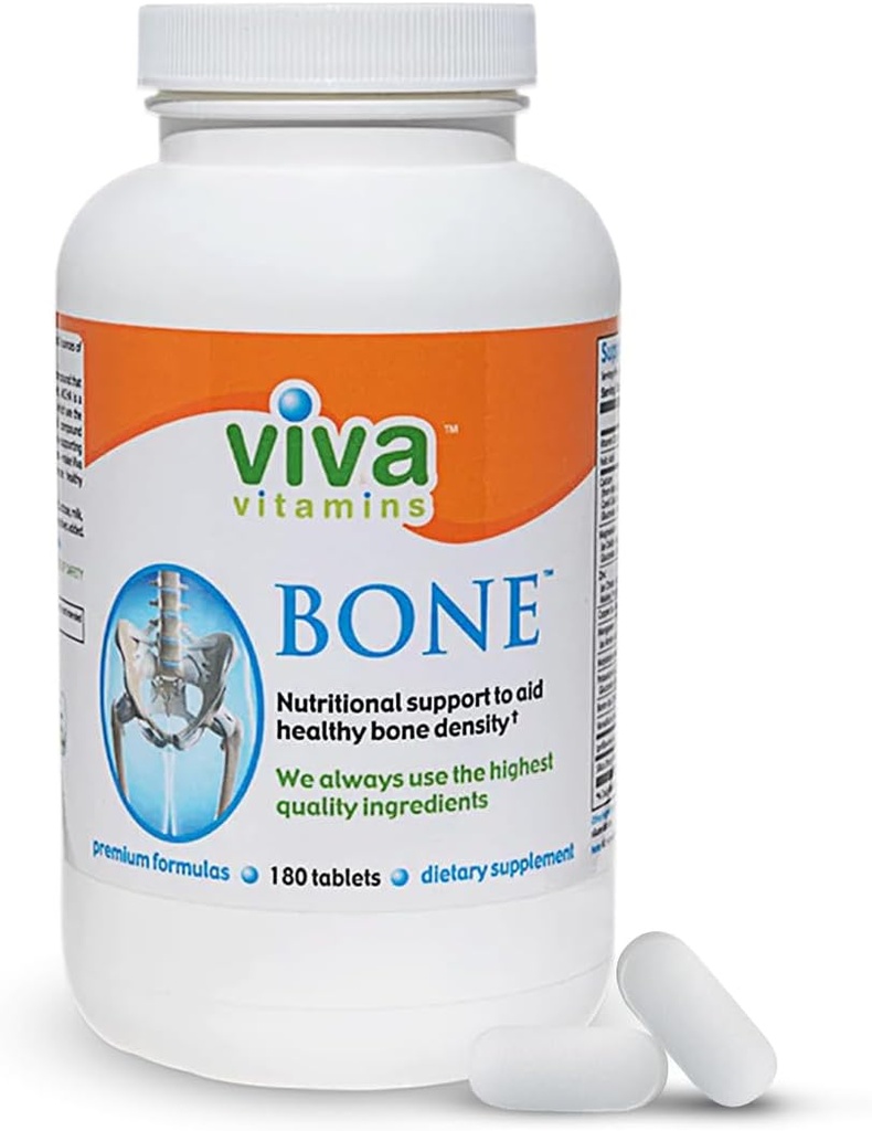 Integratore di ossa - Supplemento di calcio per le donne e gli uomini, Bone Salute Vitamina D 3 w / Calcio Magnesio Zinco, Calcio Magnesio Supplemento Supporto per Densità di ossa, Vegan, Non OGM, 180 Tab