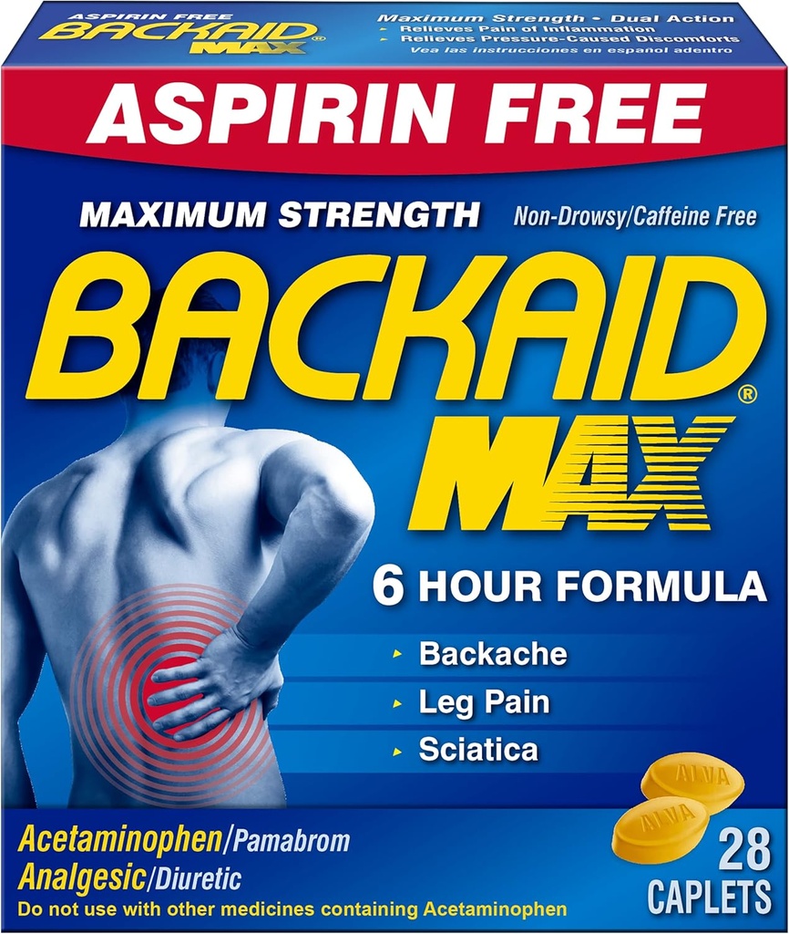 Backaid Max Caplets, 28 Conte (Pack of 4)