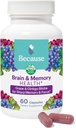 Perché Integratore Del Cervello per Memoria & Focus - Miscela Proprietaria con Ginkgo Biloba - Supporta Funzione Cognitiva, Attenzione & Clarity Mentale - Vegan, Gluten-Free, Non-GMO - 740mg Serving - 60 Capsule