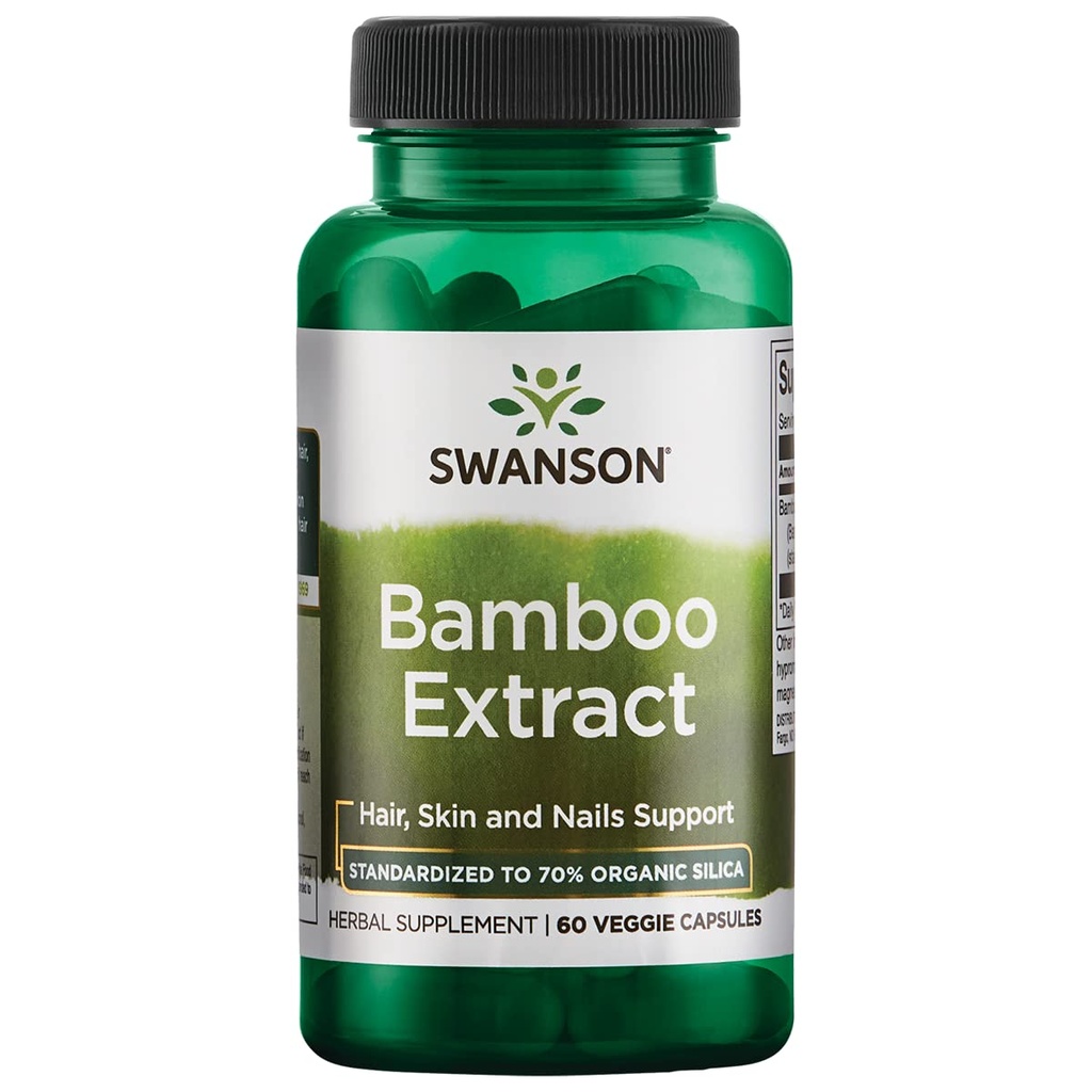 Estratto di Bamboo di Swanson per capelli e unghie Supplemento di silice Supporta il collagene 300 mg 60 capsule di verdure