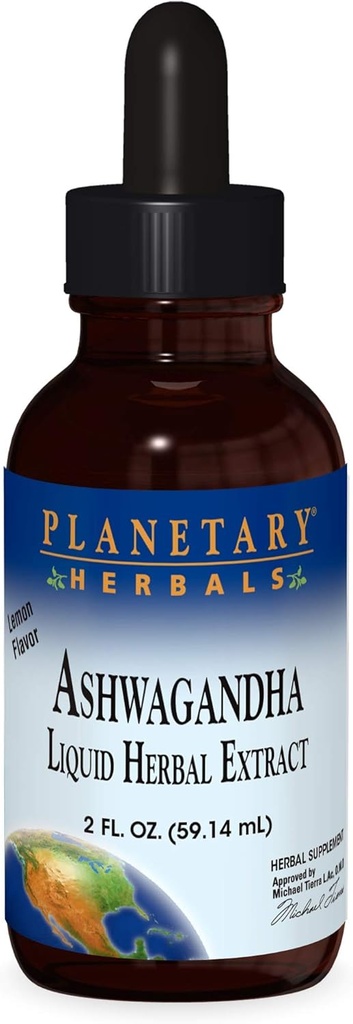 Erboristeria planetaria Ashwaganda Estratto di erbe liquido, Limone aromatizzato, 2 oncia fluida
