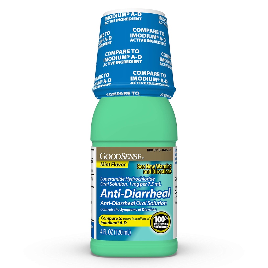 Buona medicina anti-Diarrheal senso, Loperamide cloridrato Soluzione orale, 1 mg per 7,5 mL, menta, 4 Fl Oz