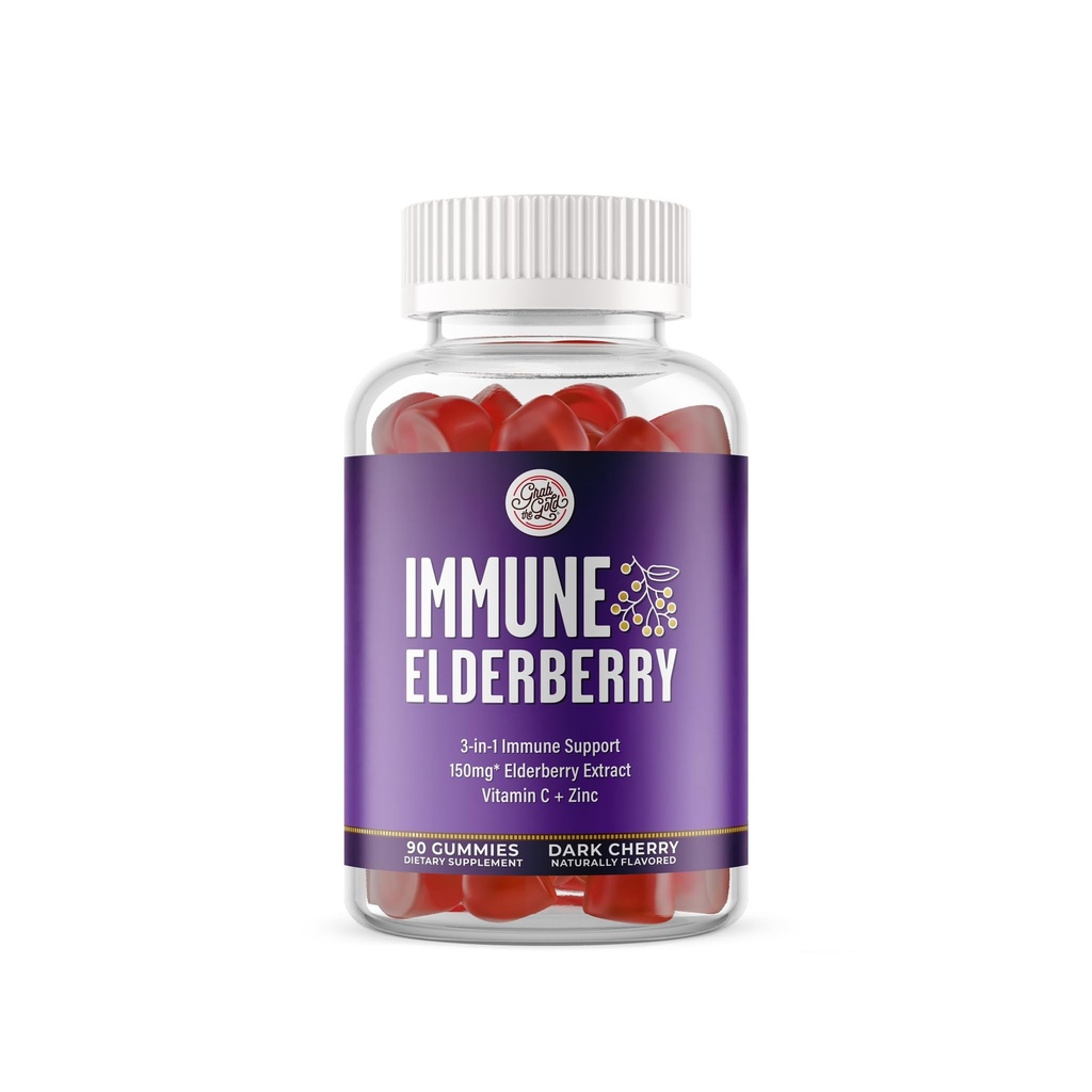 Afferrare i gummie di sambuco d'oro con vitamina C & zinco | Gummies di supporto immunitario, Vegan, senza glutine | 45 giorni di alimentazione