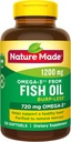 Burp-Less Fish Oil 1200 mg uno al giorno, 120 Softgels, Fish Oil Omega 3 supplemento per la salute del cuore