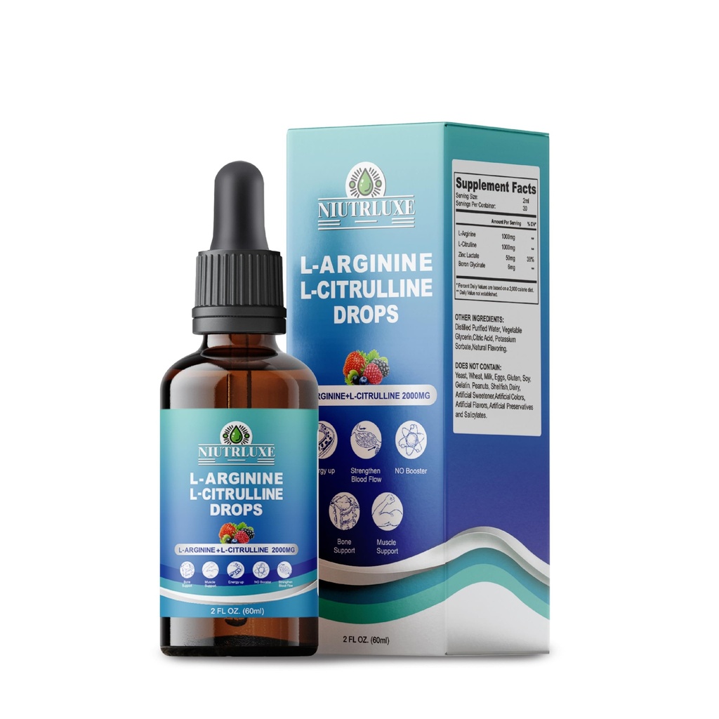 L-Arginina L-Citrullina Gocce Liquido, L-Arginina per Uomini con Borone e Zinco, Alta Assorbimento L-Arginina L-Citrullina Integratori, Sublingual Liquid L-Arginina 1000 mg,Vegan, Non OGM, 60ml