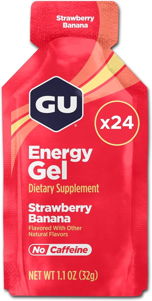 GU Energy Originale Sport Nutrition Energy Gel, Fragola Banana, 24 Conte Box
