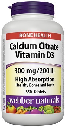 Webber Naturals Calcium Citrate Vitamina D3, 300mg / 200IU ad alto assorbimento, 350 compresse