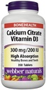 Webber Naturals Calcium Citrate Vitamina D3, 300mg / 200IU ad alto assorbimento, 350 compresse