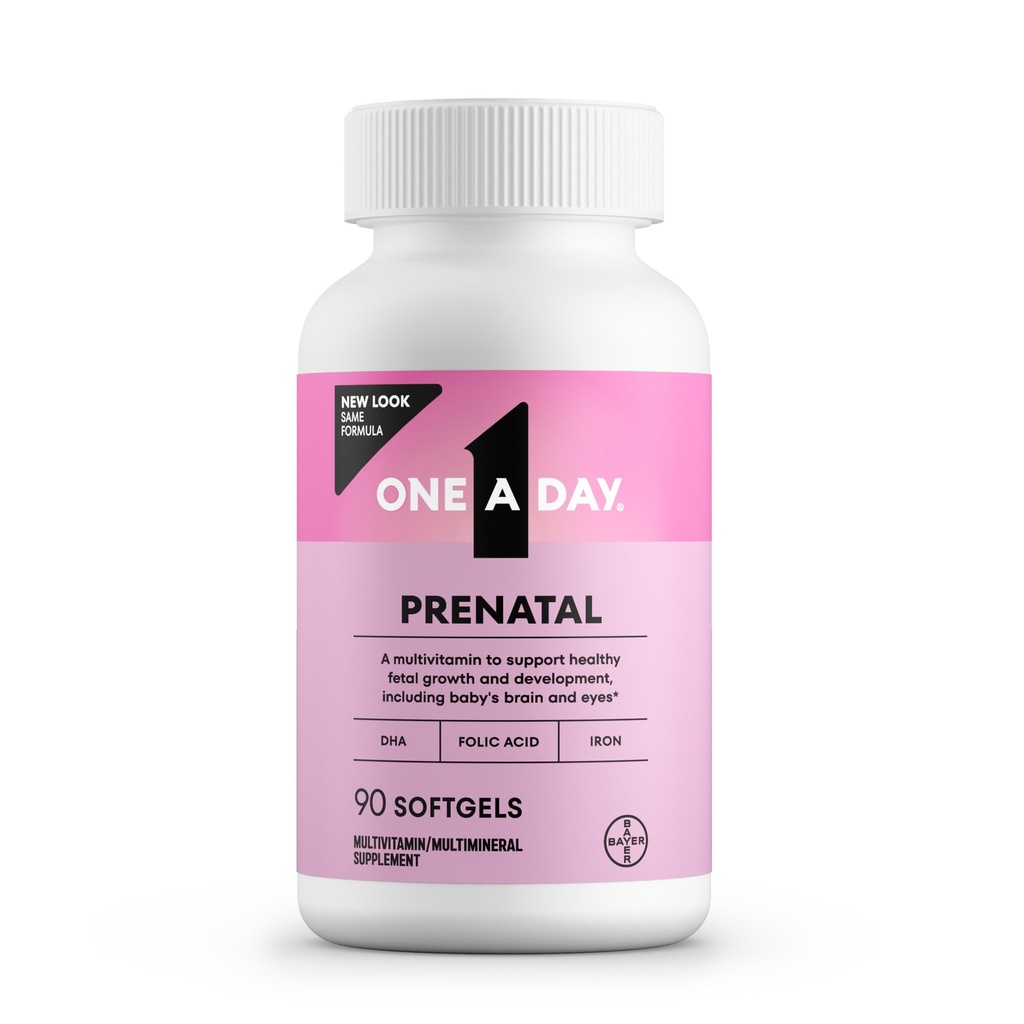 Un giorno Vitamine Prenatali- Acido Folico, Ferro, Omega- 3 (DHA), Vitamine di Gravidanza per le Donne, Multivitamina Prenatale per il supporto mamma e bambino, Gravidanza Deve avere 90 Ct (Packaging May Vary)