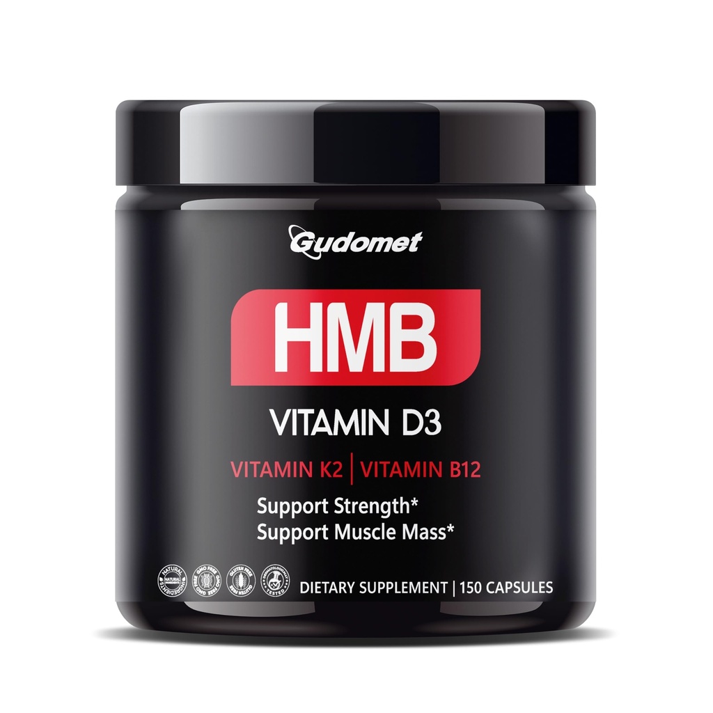 HMB con D3, K2 & B12 – Integratore di supporto per la salute del muscolo – 150 capsule – Made in USA