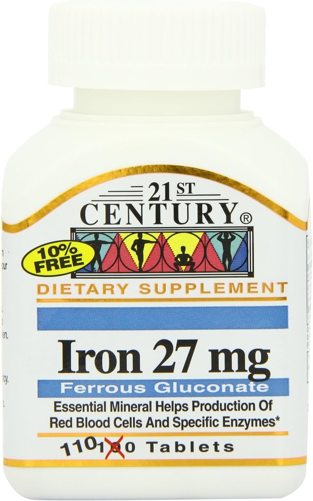 21st Century Iron 27 Mg Ferrous Gluconate Tablets, 110 Conte (Pack of 2)