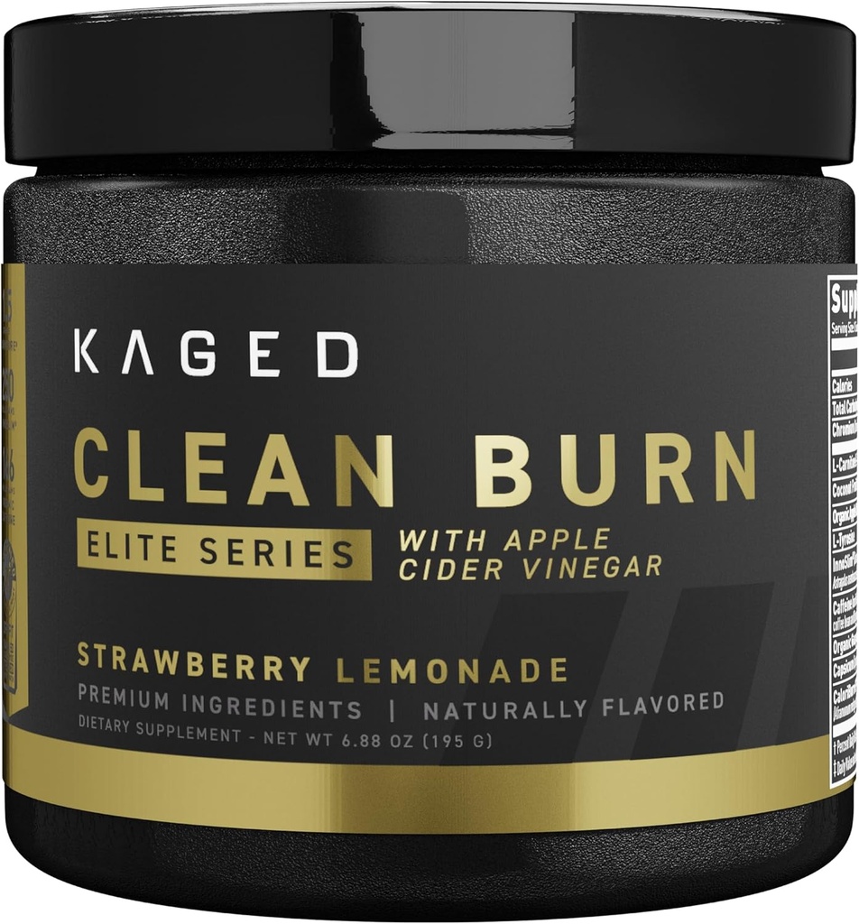 Polvere termogenica Kaged Clean Burn Elite | Limonata di fragole | Men & Women | Supplemento di gestione del peso | La caffeina organica & Aceto di sidro di mele | 30 Serve