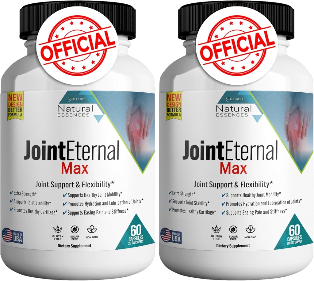 Joint Eternal Max Natural Essences Natural Joint Support Supplement, 60 capsule 20 giorni di alimentazione, senza glutine, senza zucchero, non OGM, Made in USA (2)