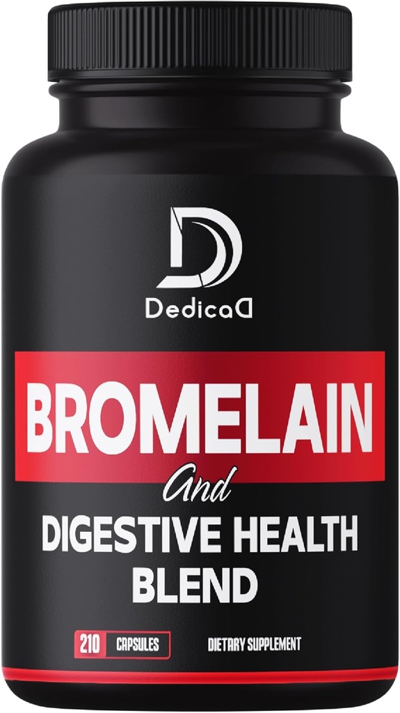 6in1 Bromelain 500mg Supplemento - 1000mg per Serving - 210 capsule con miscela di salute digestiva come Quercetin, Ginger, Turmeric, Papaya - Supporto Salute complessiva, Digestione e sistema immunitario