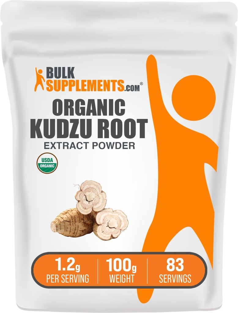BulkSupplements.com Polvere di estratto di radice di Kudzu organico - supplemento di radice di Kudzu, supplemento di erbe - senza glutine, 1,2g per porzione, 100g (3,5 oz) (pacchetto di 1)
