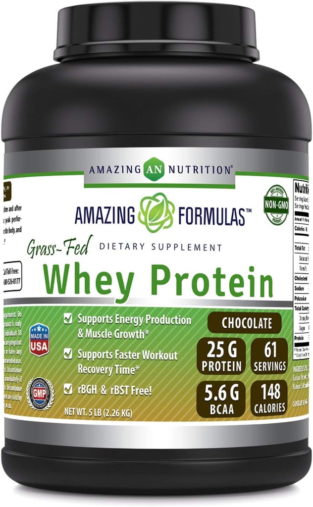 Incredibile formula Grass-Fed Whey Protein Supplemento | Chocolate Flavor | 25 G Protein Per Serving | Non-GMO | Gluten-Free Made in USA