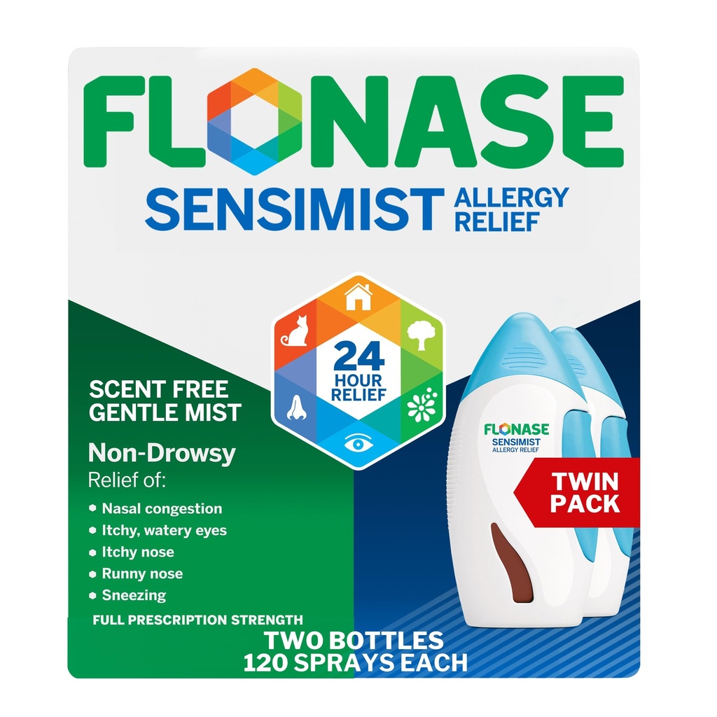 Spray nasale di Allergy Relief Sensimist Flonase per non-Drowsy, 24Hour Multi-Symptom Allergy Relief – 120 Spray (Pack of 2)