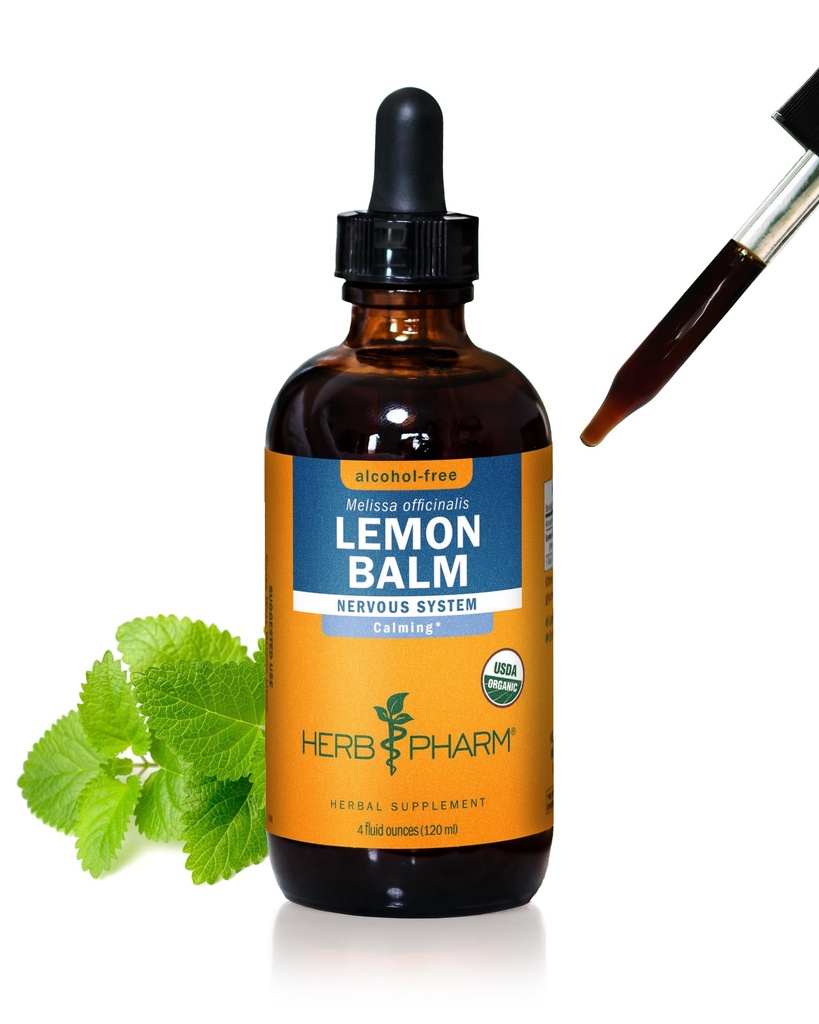 Estratto di liquido di balsamo biologico certificato di Herb Pharm per il supporto di sistema nervoso calmo, glicerite senza alcool, 4 oncia
