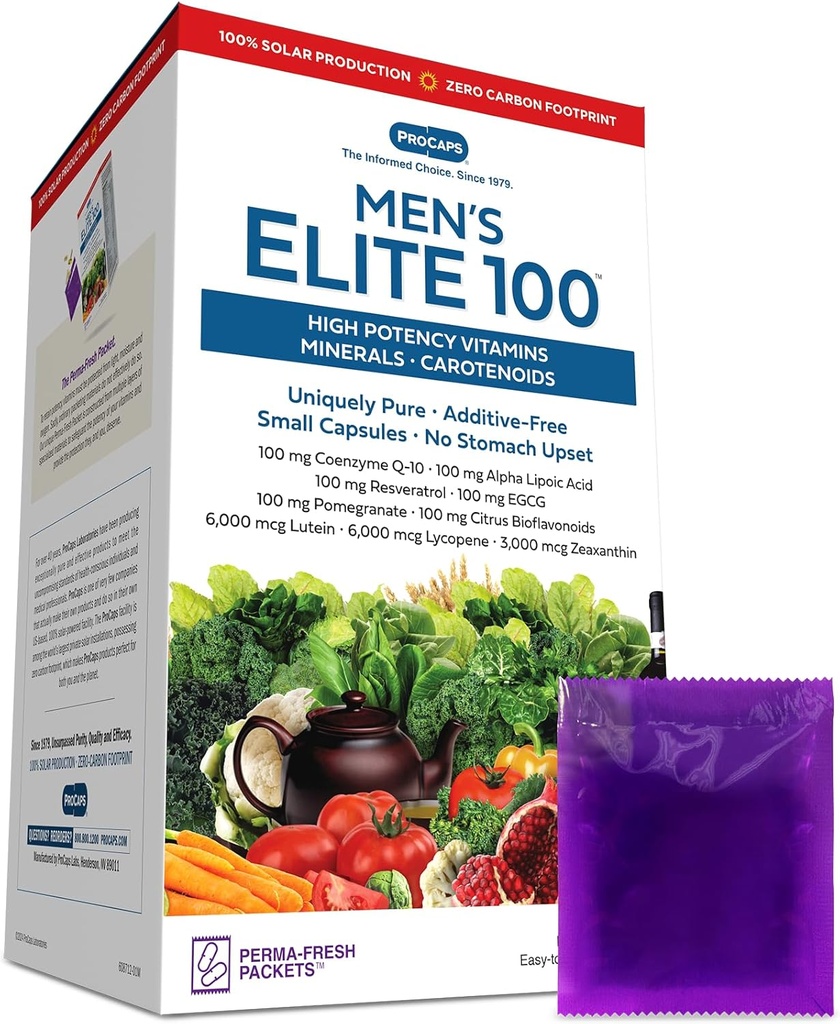 ANDREW LESSMAN Multivitamin-Men's Elite-100 30 Packets - Potenti Nutrienti Plus 100mg Ciascuna di Coenzima Q10, Acido Alfa Lipoico, Resveratrolo, EGCG, Melograno, Citrus Bioflavonoidi. Nessun Additivo
