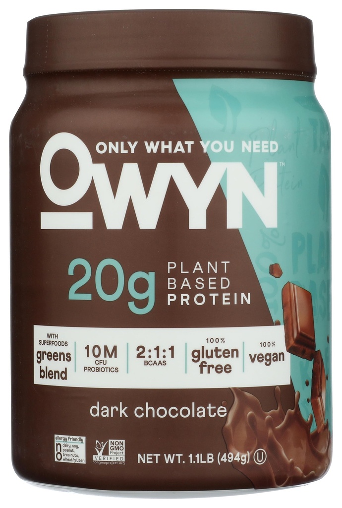 OWYN solo quello che ti serve polvere proteica basata sulle piante, cioccolato scuro, 1.17 lbs