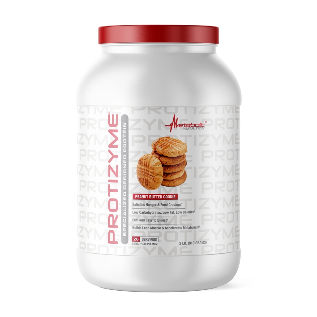Nutrizione metabolica, Protizyme, 100% polvere di proteine del siero, Alta proteina, Carbo basso, Grasso basso con enzimi digestivi, 24 vitamine e minerali essenziali, Biscotto di burro di arachidi, 2 Pound