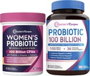 Medico Ricette Probiotici e Probiotici Donna 100 miliardi di CFU Bundle, Salute vaginale e urinaria, Comfort digestivo per uomini e donne, Scaffale stabile, rilascio ritardato