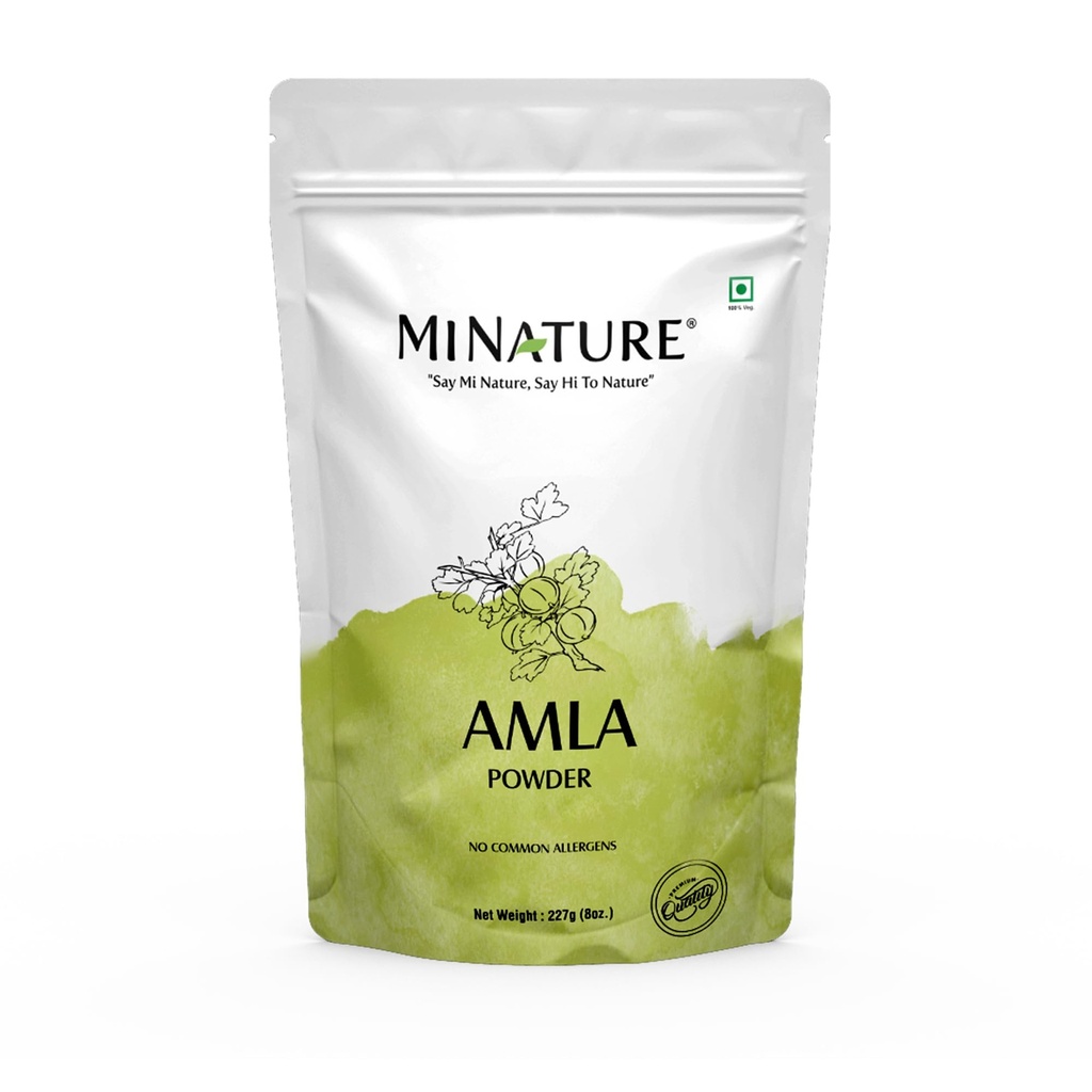 USDA Organic Amla Powder (Amla Fruit Powder) by mi Nature| Amalaki | 227g (8 oz) | High in Vitamina C, antiossidanti | Hair Growth | Raw,Vegan,Gluten Free