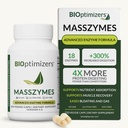 BiOptimizers MassZymes - Integratore di enzimi digestivi completo per la salute del fegato - Rilievo di Bloating per gli uomini e le donne - Lipasi Amylase Bromelain Enzimi digestivi (250 capsule)