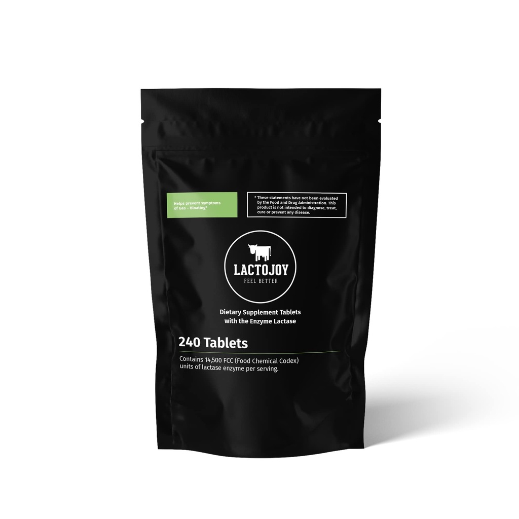 LactoJoy Lactase Pillole 14.500 FCC I 240 pezzi di riempimento pacchetto I potenti enzimi di lattasi per l'intolleranza al lattosio I Lattasi ultra puro per una migliore digestione I 100% Vegan