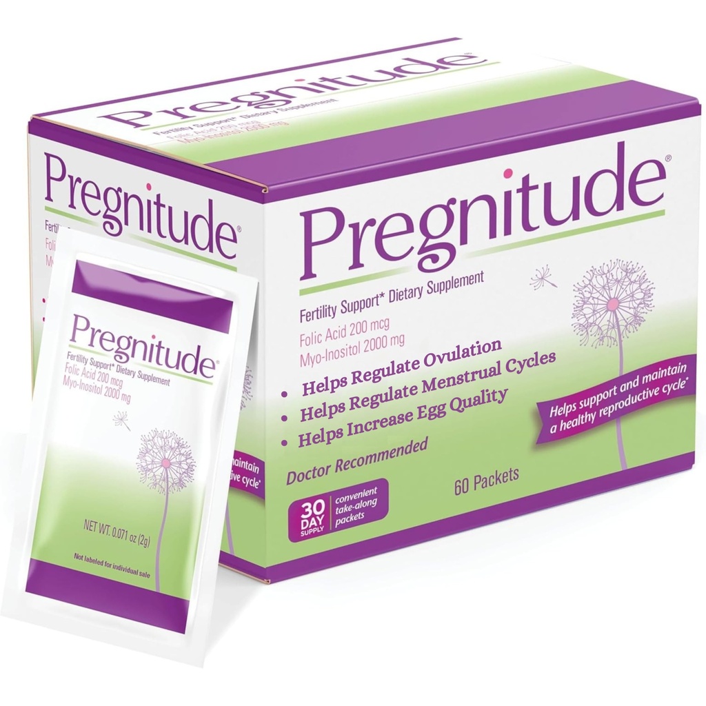 Pregnitudine Supporto per fertilità riproduttiva - aiuta a promuovere l'ovulazione regolare - Cicli mestruali, e aumentare la qualità delle uova - 30 giorni di alimentazione 60 pacchetti