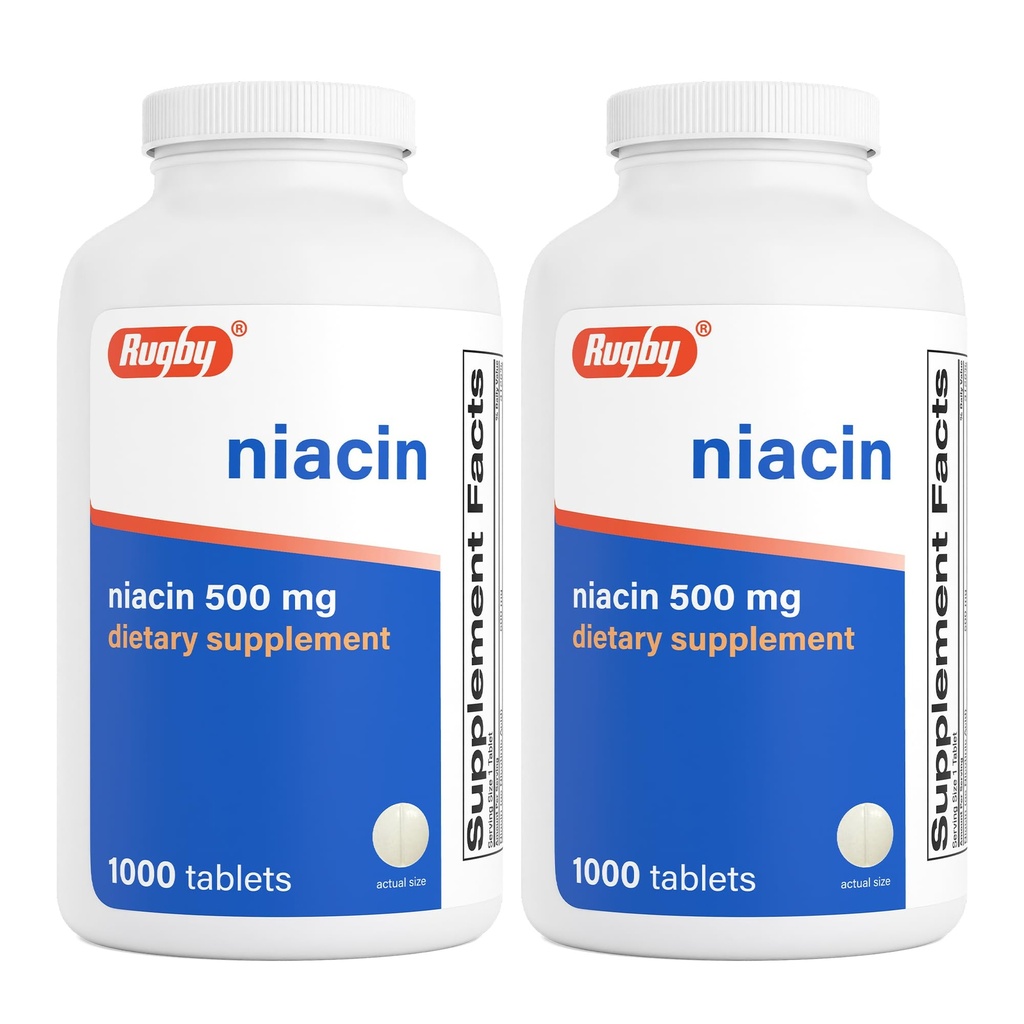 Rugby Niacin 500mg - Vitamina B3 Supplemento per Uomini e Donne - 1.000 compresse (2-Pack)