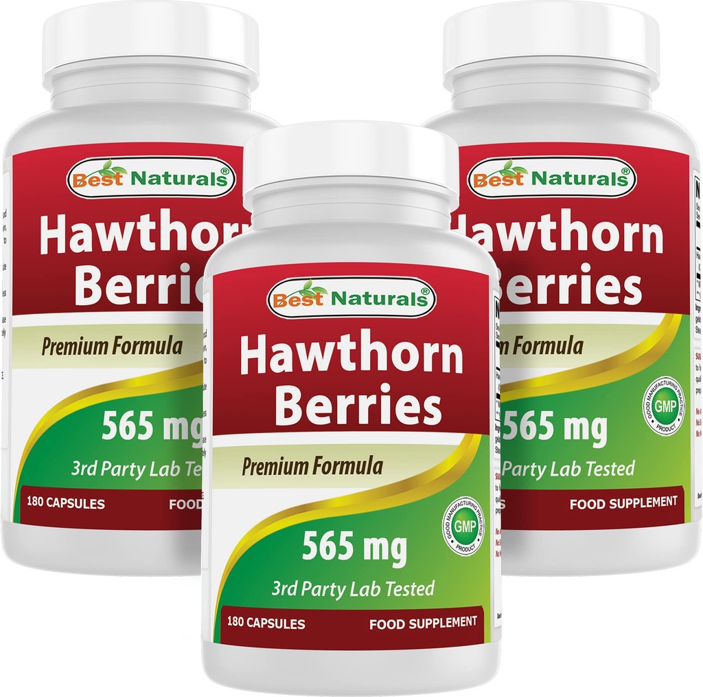 Best Naturals Hawthorn Berry 565 mg 180 capsule (180 conteggio (pacchetto di 3))