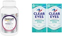 Centrum Minis Multivitamina femminile d'argento per le donne 50 Plus, supplemento multiminerale con vitamina D3, B Vitamine, ingredienti non OGM, Supporta memoria e cognizione negli adulti più anziani - 280 Ct & occhi trasparenti, occhi sensibili, gocce degli occhi, 0.5 Oz, 2 Pack