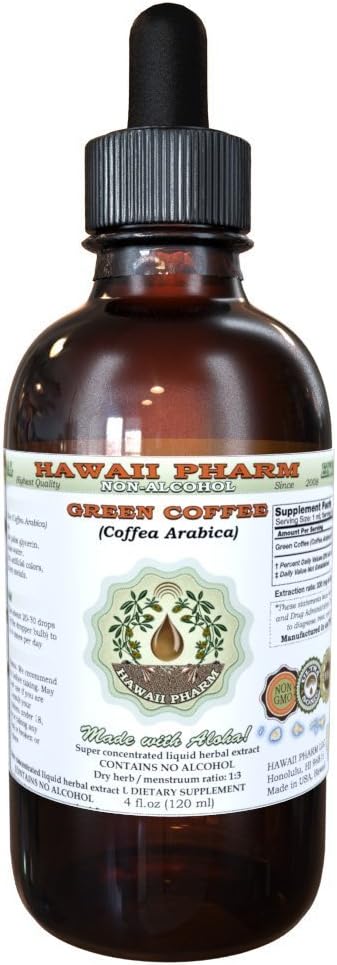 Estratto di liquido senza alcool di caffè verde, caffè verde (Coffea Arabica) Dried Bean Glycerite Hawaii Pharm Natural Herbal Supplement 4 oz