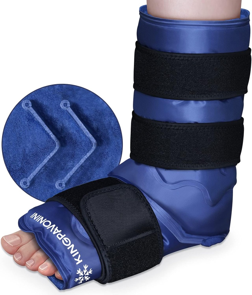 XXL Ankle Foot Ice Pack Wrap per lesioni ai piedi, Full Coverage Ankle Ice Wrap, Gel Ice Pack riutilizzabili per fasciite plantare, Achille Tendonitis, Stregati e anguille, Injury Fibulare, Blu