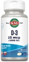 KAL Vitamina D3 1000 IU Softgels (25 mcg), Forma attiva di vitamina D, Assorbimento di calcio, Salute di ossa, Supplemento di supporto immunitario, Attivazione riempita liquida, Fatto senza soia, 100 Serve, 100 Softgels