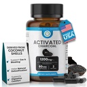 Capsule di carbone attivati 1200 MG, 60 tappi di Veg, 30-Days Premium Detox & Digestive Support, Gas & Bloating Relief, Organic Coconut Shell Charcoal, Gut Health, USA Made.