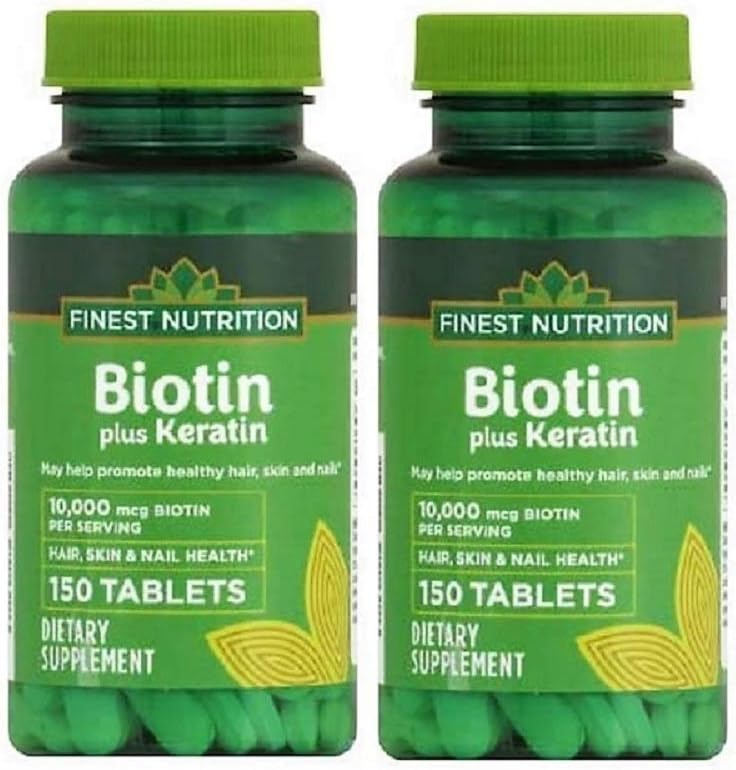 Migliore nutrizione Biotin Plus Keratin - 10.000 mcg - 300 Count - 2 Pack
