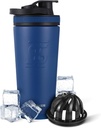 Bottiglia isolata in acciaio inox Shaker | 26oz, Navy | Freddo per 30+ Ore | Coppa isolata con Twist-on Agitator | Bottiglia senza odori per Protein Shakes, Acqua, Smoothies, Cocktail