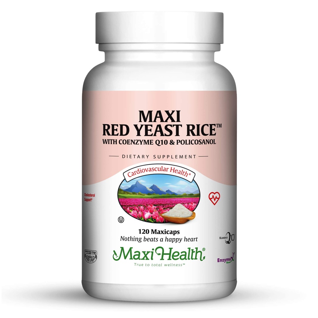 Maxi Salute Kosher Maxi Rosso lievito di riso con Coenzyme Q10 & Policosanol (Contegno non aromatizzato 120 (Pacchetto di 1))
