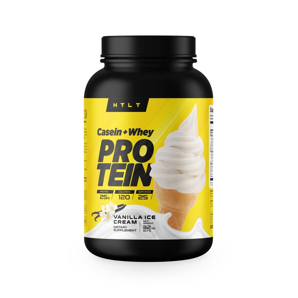 Caseina + Whey Protein di HTLT | Whey & Casein Protein Shake Powder | Protein Whey & Casein Whey & Casein Protein per l'Energia Sostenuta | Polvere proteica Caseina per i Treats al forno, Vanilla Ice Cream