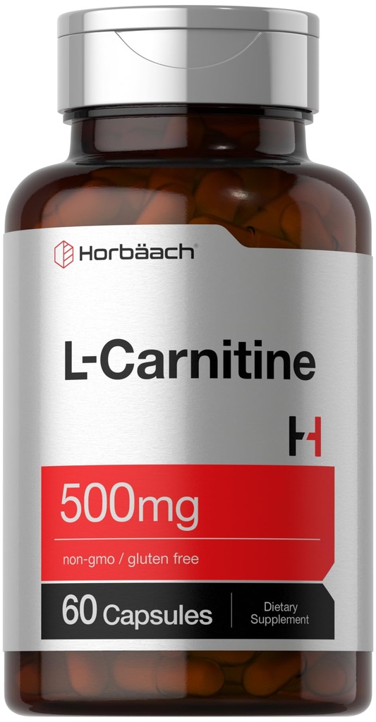 Horbäach L Carnitina Supplemento 500mg | 60 capsule | come L-Carnitina L-Tartrate | Non-GMO e Gluten Free