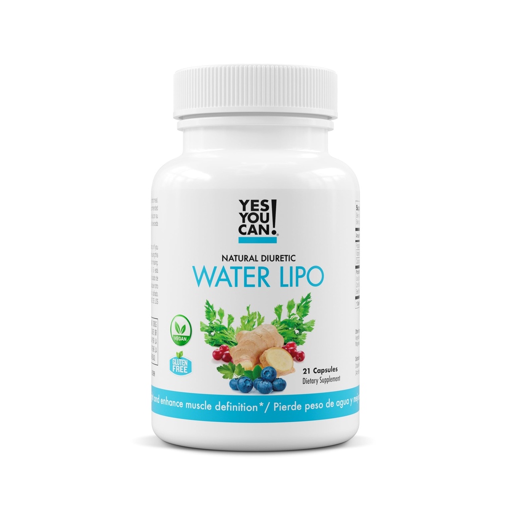 Si' che puoi! Pillole di Lipo dell'acqua naturale - Detergente diuretico con elettroliti e vitamine - aiuta con la ritenzione idrica - senza glutine, 21 capsule per bottiglia