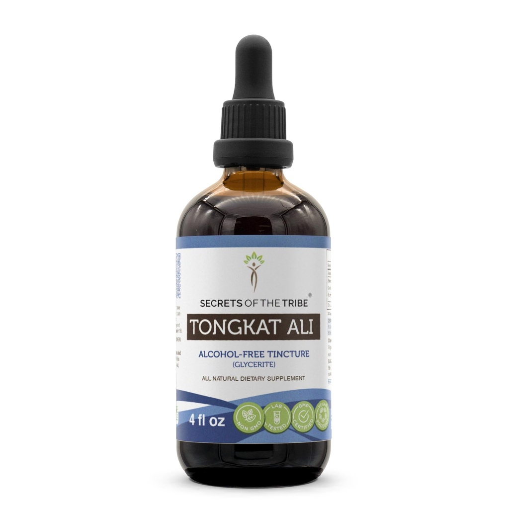 Segreti della Tribe Tongkat Ali Alcohol-Free Liquid Extract, Wildcrafted Tongkat Ali (Eurycoma Longifolia) Dried Root (4 FL OZ)