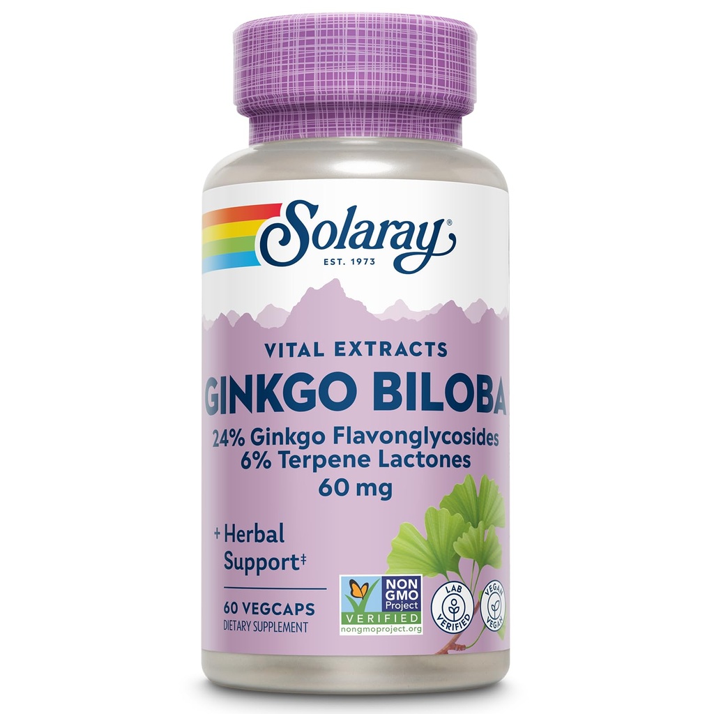 SOLARAY Ginkgo Biloba estratto, 60mg | 60 Count