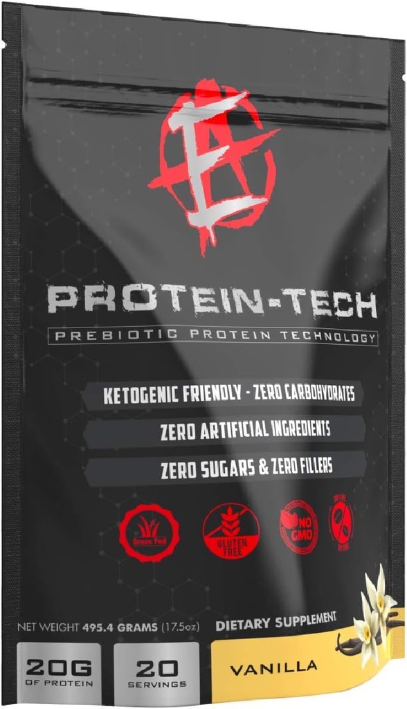 Labs potenziati - Protein Tech - Smart Collagen Protein Powder for Men & Women - Keto Friendly, Fat, Latticini, Carb & Sugar Free Protein Supplement (20 Serve) (Vanilla)