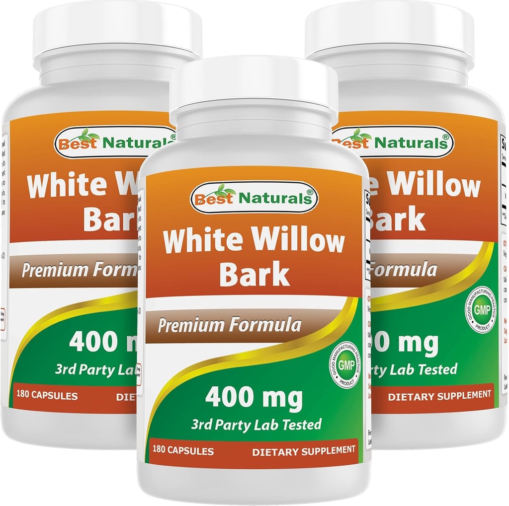 Best Naturals White Willow Bark 400 mg 180 capsule (180 conteggio (Pack of 3))