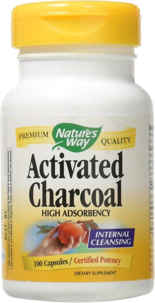 Charcoal attivato di modo naturale; 560 mg Carbone per porzione; 100 capsule