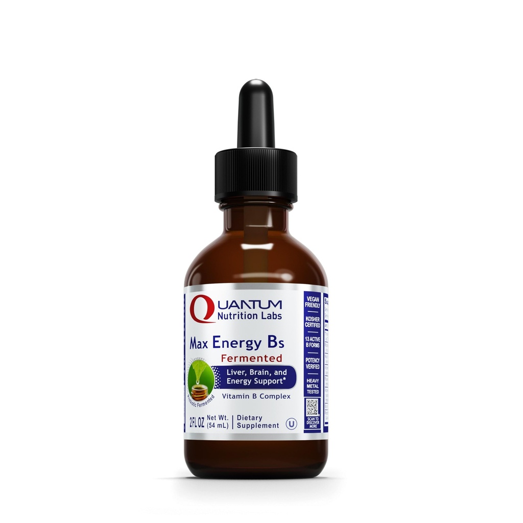 Quantum Nutrition Labs Max Energy B - Vitamina B Complesso Gocce Liquide, Integratore Biologico Vitamina B per Donne e Uomini, Vitamina B1, B2, B3, B5, B6, B12 - 2 Fl Oz