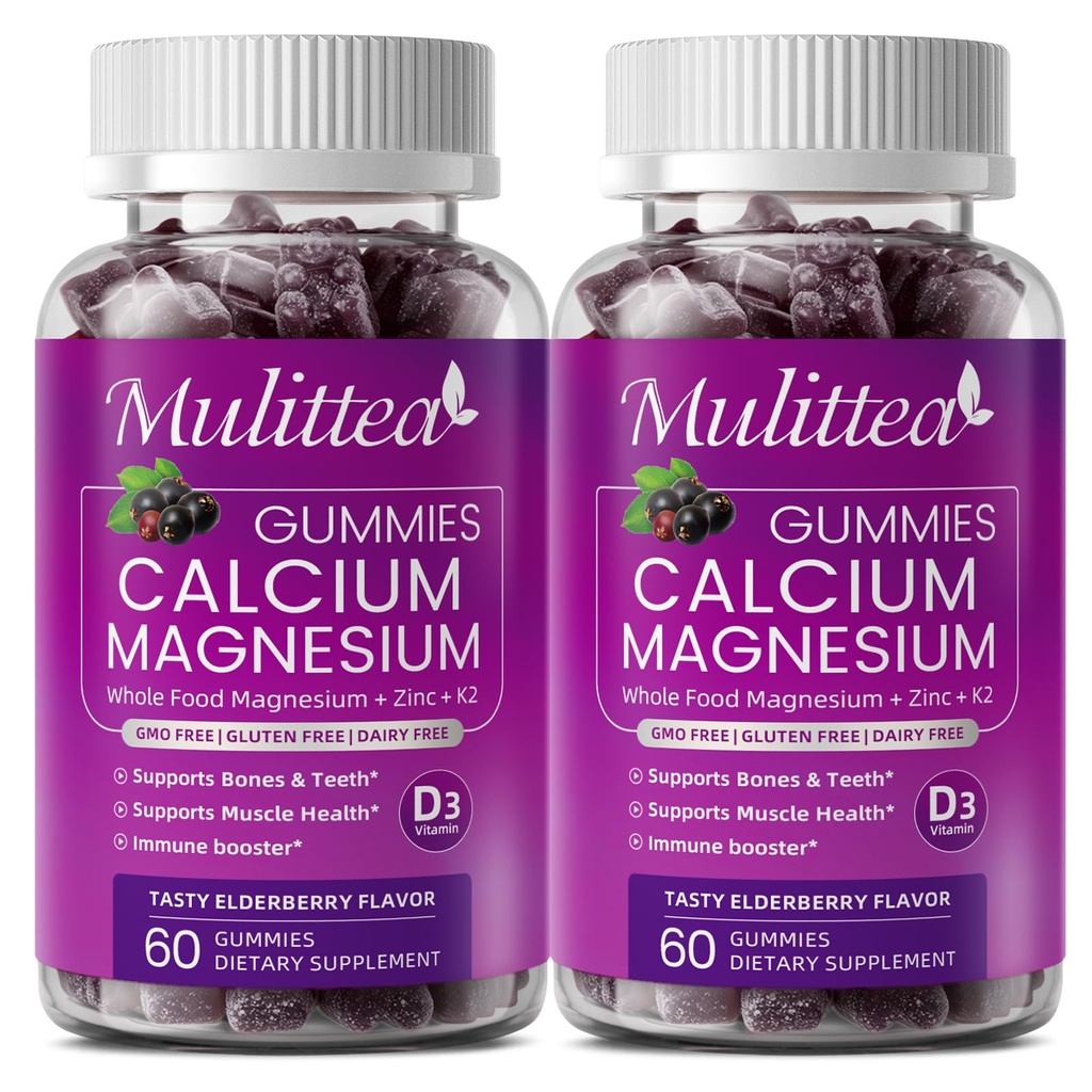 Calcium Magnesio Zinc Gummies con alto assorbimento Magnesio Glycinate 200mg, Potassium -Plant Calcium Supplement w/ D3 & Sea Moss for Bone, Muscoli, Calma Mood & Sleep Support- Bambini & adulti (2 Pack)